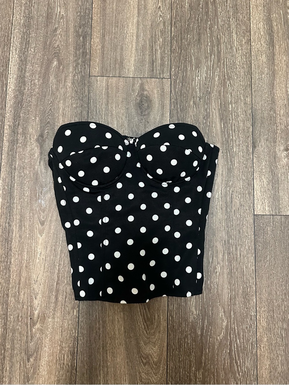 Lioness Black and White Polka Dot Strapless Bustier